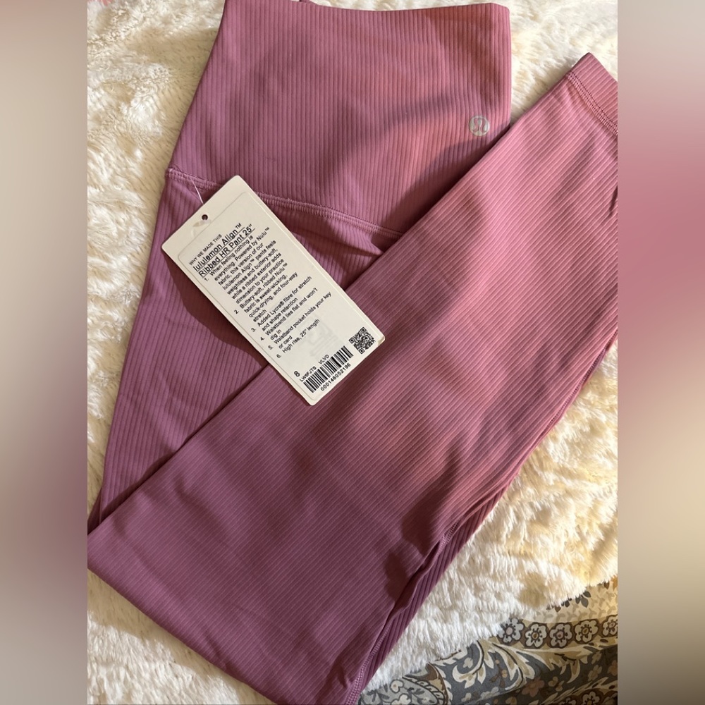NWT Lululemon Align Ribbed HR Pant 25” VLVD Velvet Dust High Rise Size 8 $138